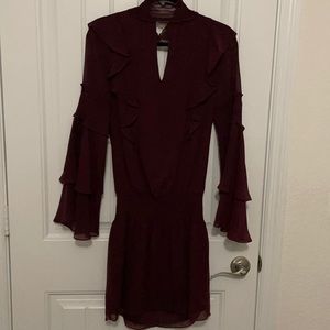 Parker mock neck dress with cinched waist.